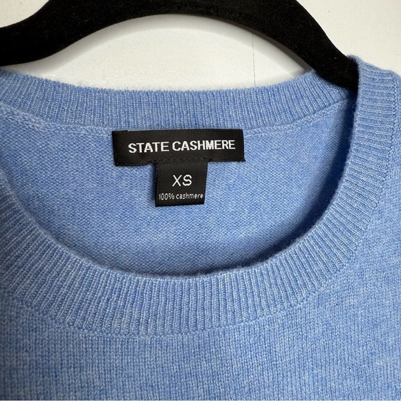 State Cashmere - 100% Cashmere Blue Short Sleeved Sweater Top - XS - Picture 3 of 7